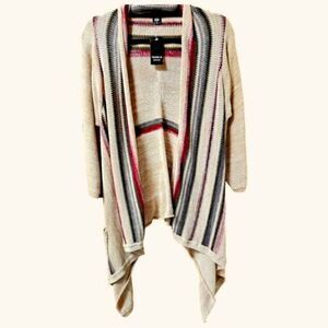 TORRID Multi color Soft Border Striped Open Front Knit Cardigan With Pockets